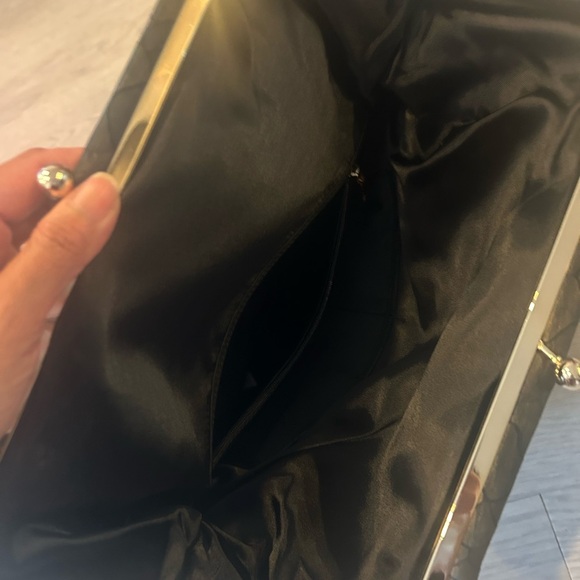 Coccinelle Clutch Bag Iridescent Gray/Black Soft Leather - Picture 5 of 5